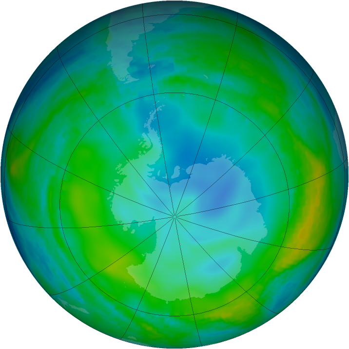 Antarctic ozone map for 12 June 1990